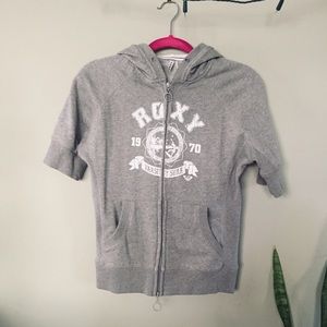 Roxy grey short sleeve zip hoodie Large Hoodie